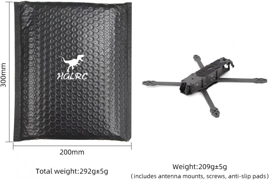 HGLRC 335mm 7 inch FPV Racing Drone Frame Carbon Fiber for FPV Long Range Freestyle Training Quadcopter with Lipo Battery Strap
