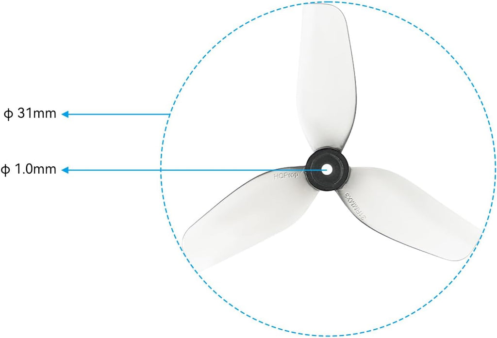 BETAFPV 16pcs HQ 31mm Ultralight 3-Blade Propellers with 1.0mm Shaft Hole Compatible for 0702SE 23000KV Brushless Motor, FPV Racing Drone Like Air65 Brushless Drone Metor65 Brushless Quadcopter