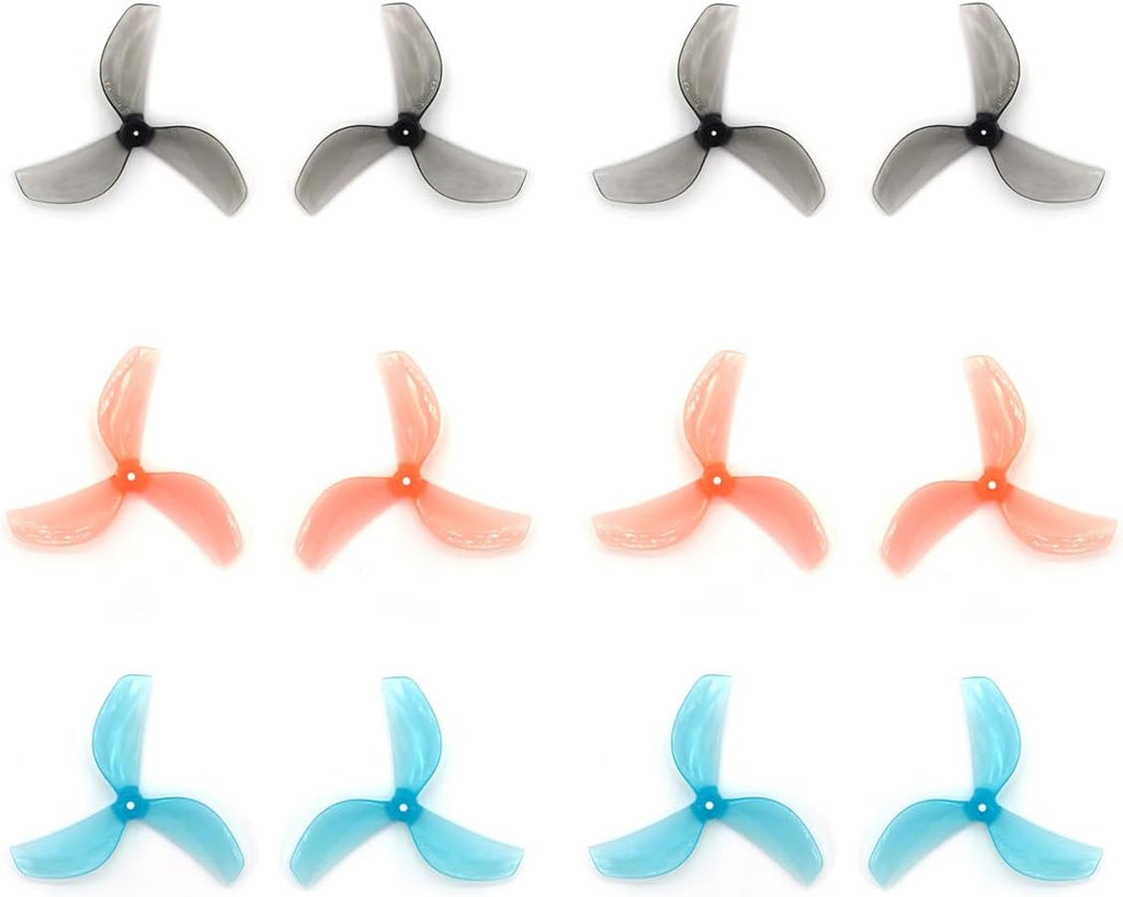 12Pairs Gemfan 45mm 3-Blade Propeller Props with 1.5mm Shaft Hole for RC FPV Whoop Drone Freestyle Quadcopter (12CW+12CCW)