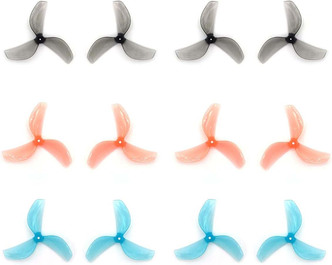 12Pairs Gemfan 45mm 3-Blade Propeller Props with 1.5mm Shaft Hole for RC FPV Whoop Drone Freestyle Quadcopter (12CW+12CCW)