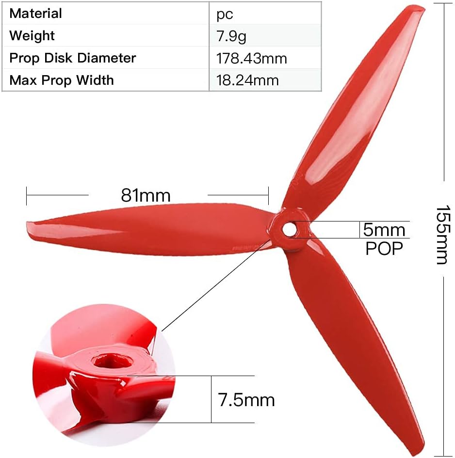 8pcs 3-Blade Props high-Speed Propellers, 7inch 180mm CW CCW for Racing Frame FPV Drone 2206-1500kv Motors,GEMFAN 7040£¨Yellow and Red£©