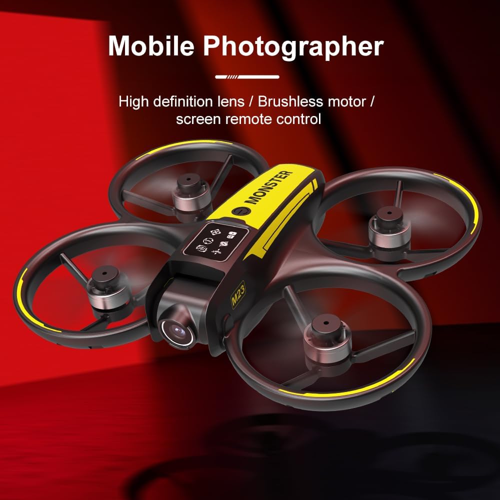 Drone with HD Camera 4.5inch Screen Controller, Under 250g Mini RC Quadcopter Headless Mode One-Key Takeoff/Landing Optical Flow Positioning M23 Drones with 2 Batteries for Adult Beginners (Black)