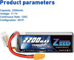 Zeee 3S 120C 2200mAh 11.1V Lipo Battery with XT60 Plug RC Graphene Lipo for FPV Drone Quadcopter Helicopter Airplane RC Boat RC Car RC Models(2 Pack)