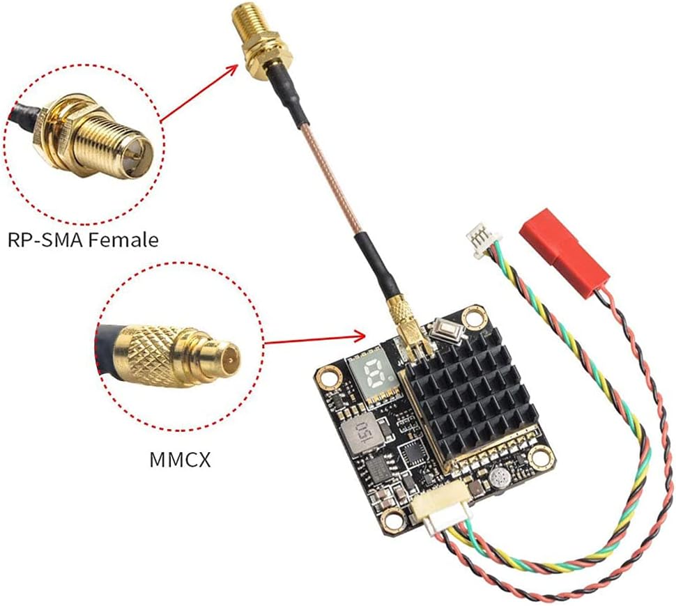 5.8GHz FPV VTX PIT/250/500/1000/2000mW Long Range Switchable Transmitter Support OSD Configuration Using Smart Audio and Microphone with MMCX, FC Uart for Racing Drone RC Drones Quadcopter RC Car