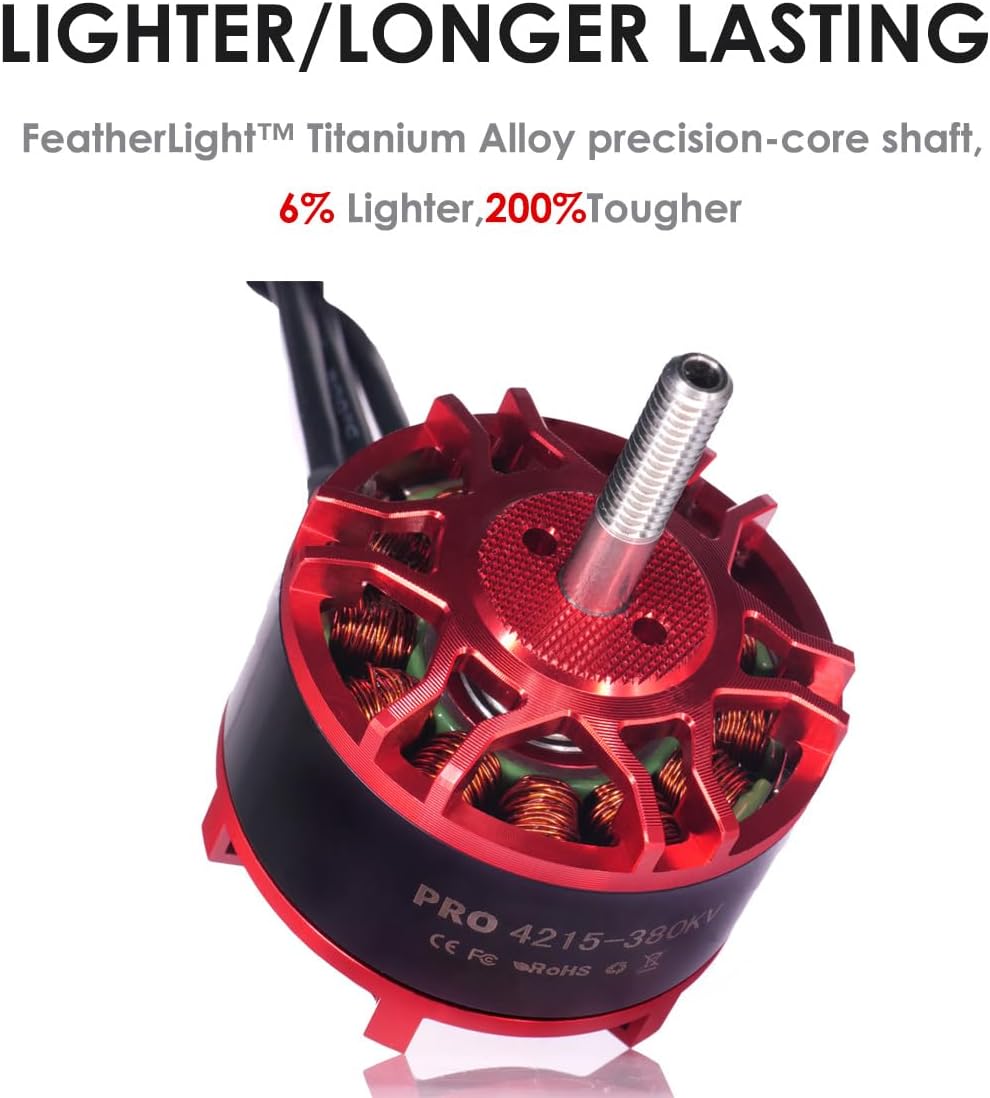 PRO 4215-380kv Brushless Motor 6-12s for 13-15inch Propeller,FPV Multicopter Drone Replacement,Heavy Lift 7.1kg (15.6 lbs) Compatible with Long Range RC Airplane,Quadcopters,Hexcopters,Octocopters