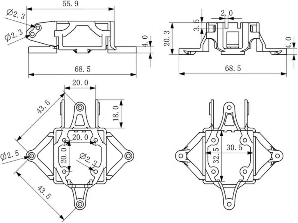 Usmile Happymodel Mobula8 Camera Mount Bracket Perfect for DJI O3 Air Unit and Vista Module FPV Racing Drone Quadcopter Frame