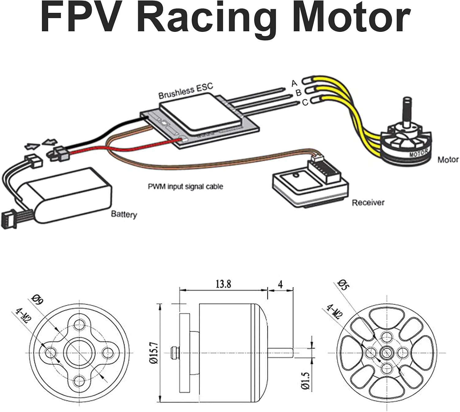 Brushless Motor, High-Speed 2300KV Replacement with Adapter, BE1806 RC Motor for Drone Enthusiasts, RC Quadcopter and Multicopter Modeling Projects
