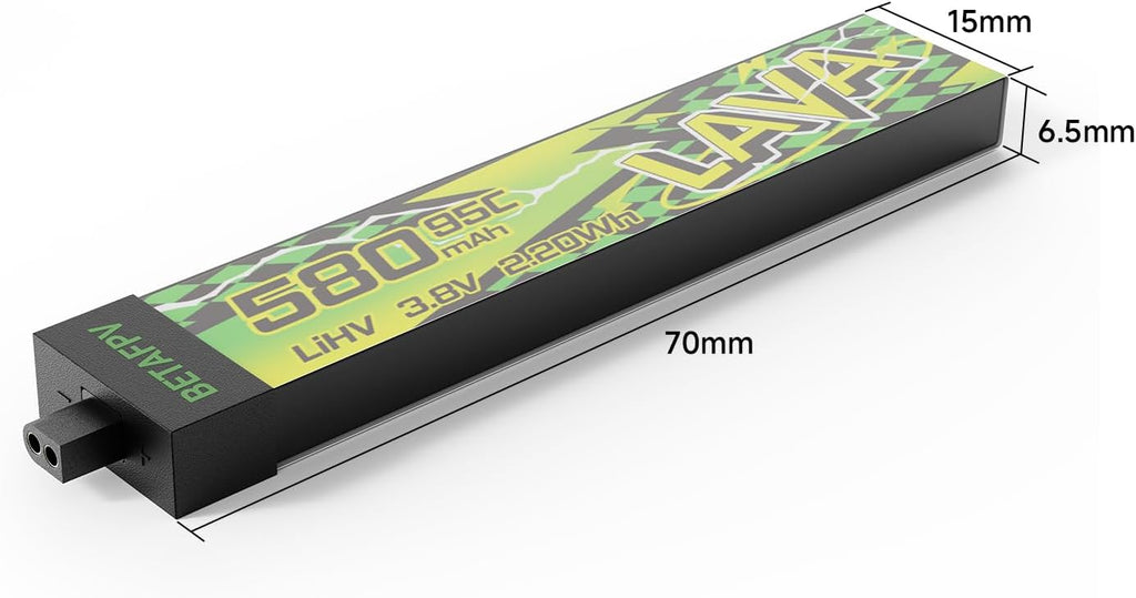 BETAFPV 4pcs Lava II 580mAh 1S Battery 3.8V 95C LiHV Battery with BT2.0 Connector, Compatible with 1-2S Tiny Whoop Drone Quadcopter Like Air75, Meteor75 Pro, Cetus Pro, Cetus X Brushless Drones