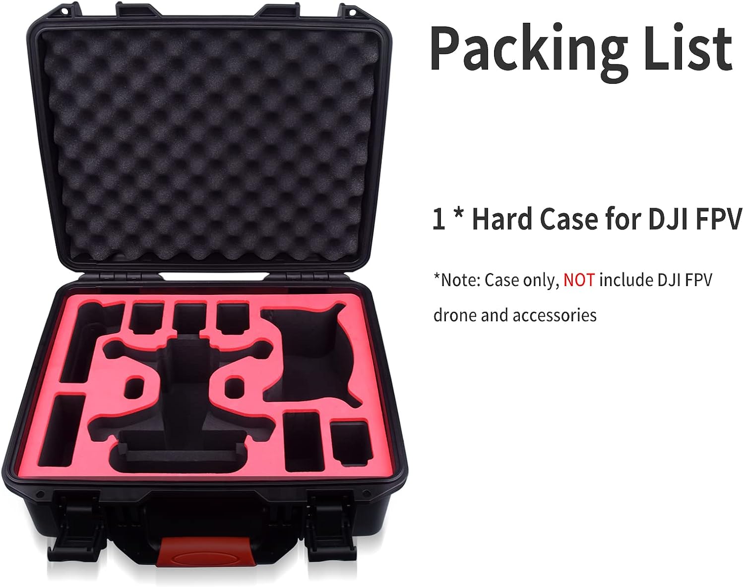 FPVtosky Professional Hard Case for DJI FPV [Case Only] - DJI FPV Drone Carrying Case Accessories - Fits 6 Batteries - Keep Props On, Black, Red, L, Compact