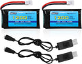 2PCS 3.7V 1200mAh 30C Lipo Battery with USB Charging Cable Molex Plug for SYMA X5SW X5SC X5SC-1 KY601S RC Drone Lithium Battery Accessories (2PCS Battery+2 USB)