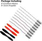 8pcs 8520 Coreless Motor 8.5 x 20mm Brushed Motors Hollow Cup Drone Motor+ 8pcs 55mm CW CCW Propeller for DIY Micro Quadcopter RC Drone