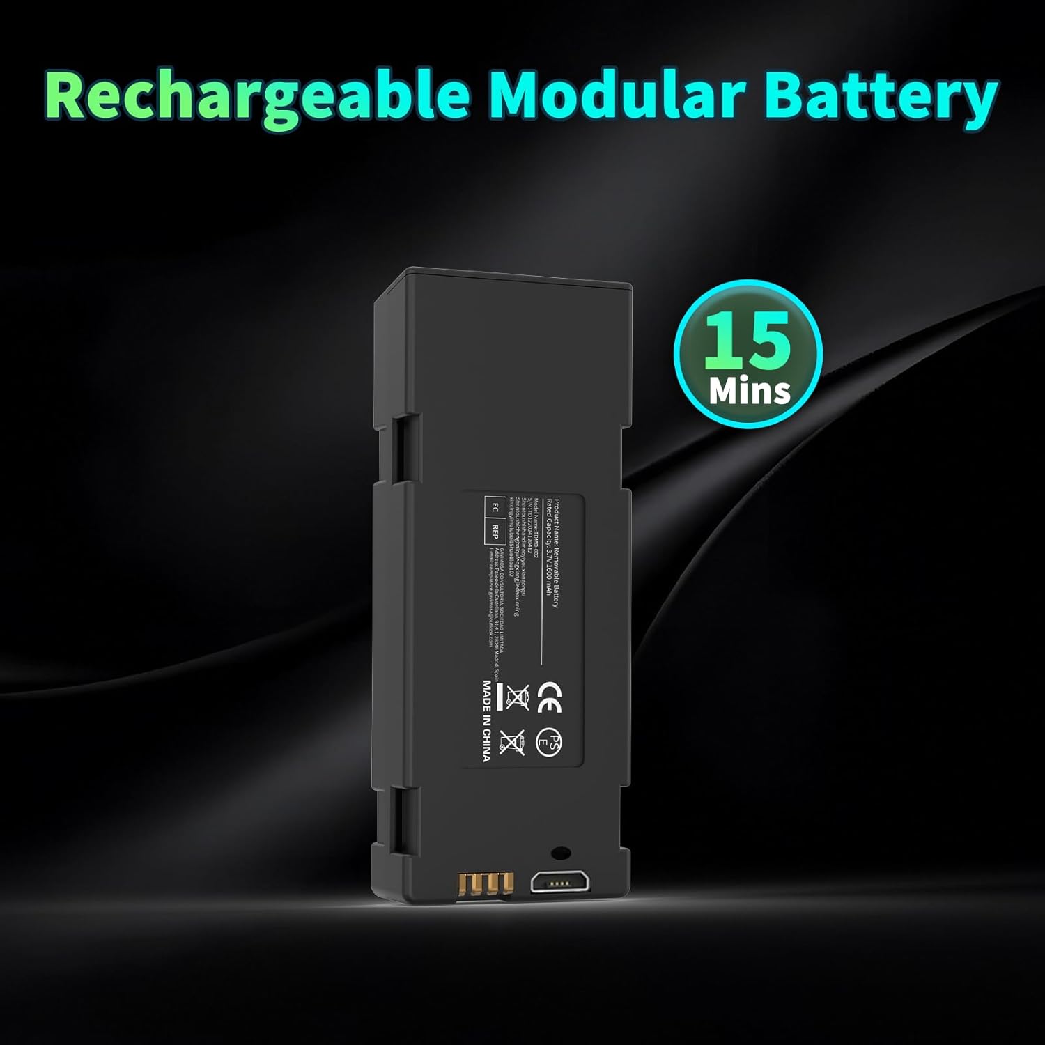 Toladrone 3.7V 1600mAh Rechargeable Drone Battery Compatible for Models TD12PRO, Replacement Original Battery with USB Charging Cable, Lithium Modular Easy to Replace