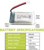 5PCS 3.7V 400mAh High Rate Lithium Battery with 5 in 1 Charger for Hubsan H107C H107L SYMA Q11 X11C HS170C F180C TOZO Q2020 E016H A120 XK A150 H31 TR-P51 TR-F22 AT-96 Four-Axis Aircraft¡­