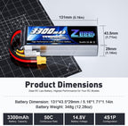 Zeee 14.8V 4S Lipo Battery 50C 3300mAh Soft Case Battery with XT60 Plug for RC Airplane Helicopter RC Boat UAV Drone FPV RC Car Truck Boat(2 Packs)
