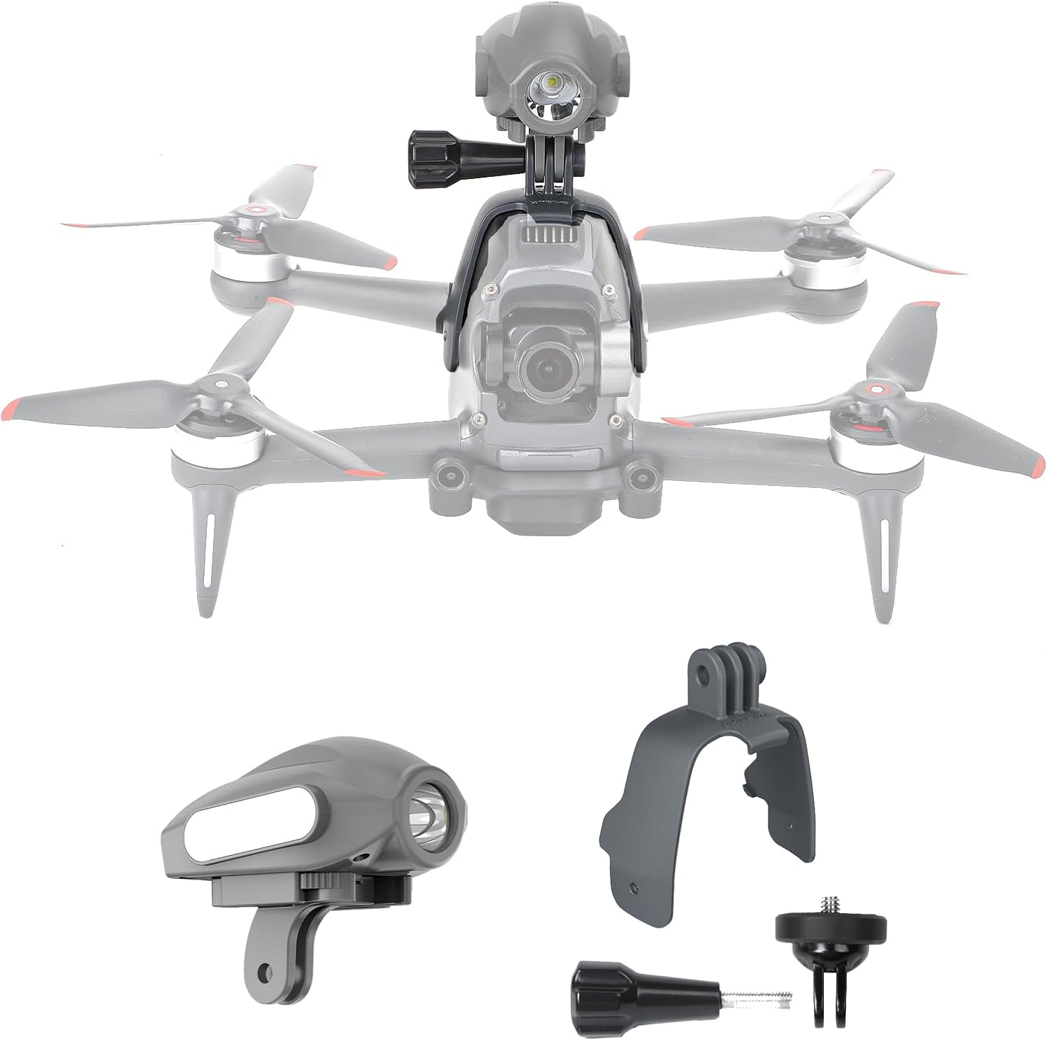 Drone Searchlight Strobe Light for DJI FPV Drone Night Navigation Flight Light Lamp Headlight Mount with Top Carry Extension Bracket Adapter Clamp Holder Drone Anti-Collision Accessories