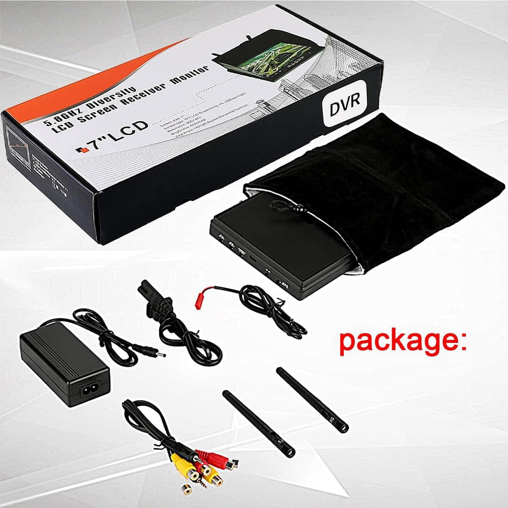SoloGood 5.8Ghz 7Inch FPV Monitor with DVR 40Channels 800 x 480 LCD Monitor/Display Screen Receiver Monitor Built in Battery for FPV Drone Quadcopter RC Car¡­