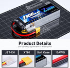 Zeee 14.8V 4S Lipo Battery 50C 3300mAh Soft Case Battery with XT60 Plug for RC Airplane Helicopter RC Boat UAV Drone FPV RC Car Truck Boat(2 Packs)