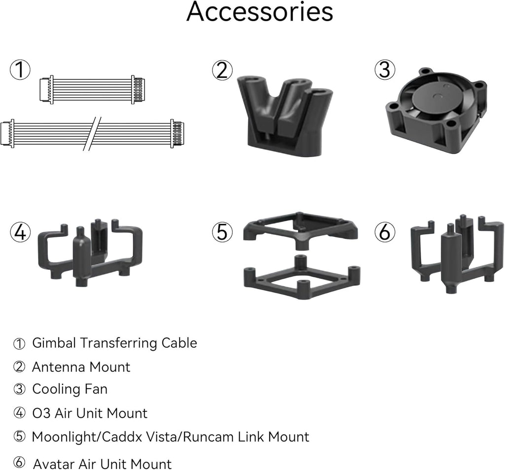 RunCam XF C-20T/C-20D FPV Gimbal Mount Kit with FPV Head Tracking Transmitter & RX,Cooling Fan, Antenna Mount-Compatible with DJI O3,O4,O4 PRO,Walksnail Avatar,Moonlight for RC Cars,Airplanes,Drones