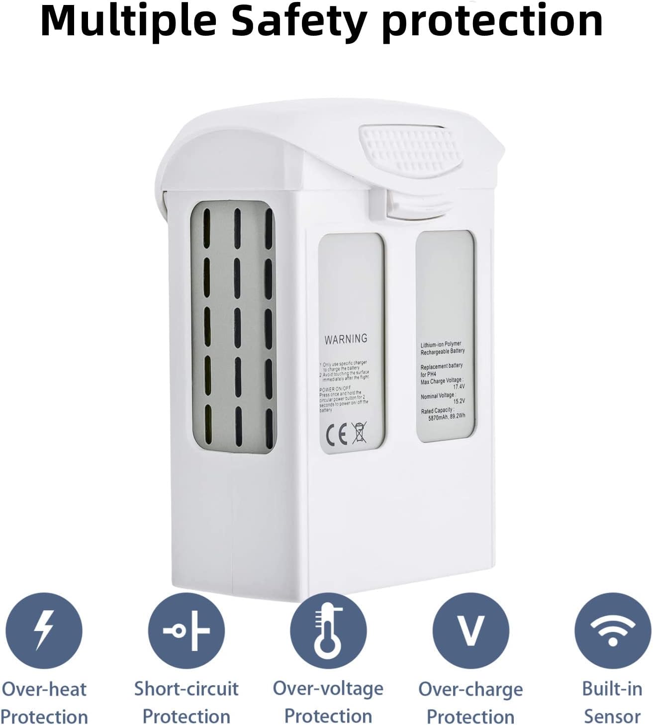 Phantom 4 Battery, 5870mAh 15.2V Intelligent Flight Drone Replacement Battery for DJI Phantom 4/4 Advanced/4 Pro/4 Pro V2.0/4 RTK