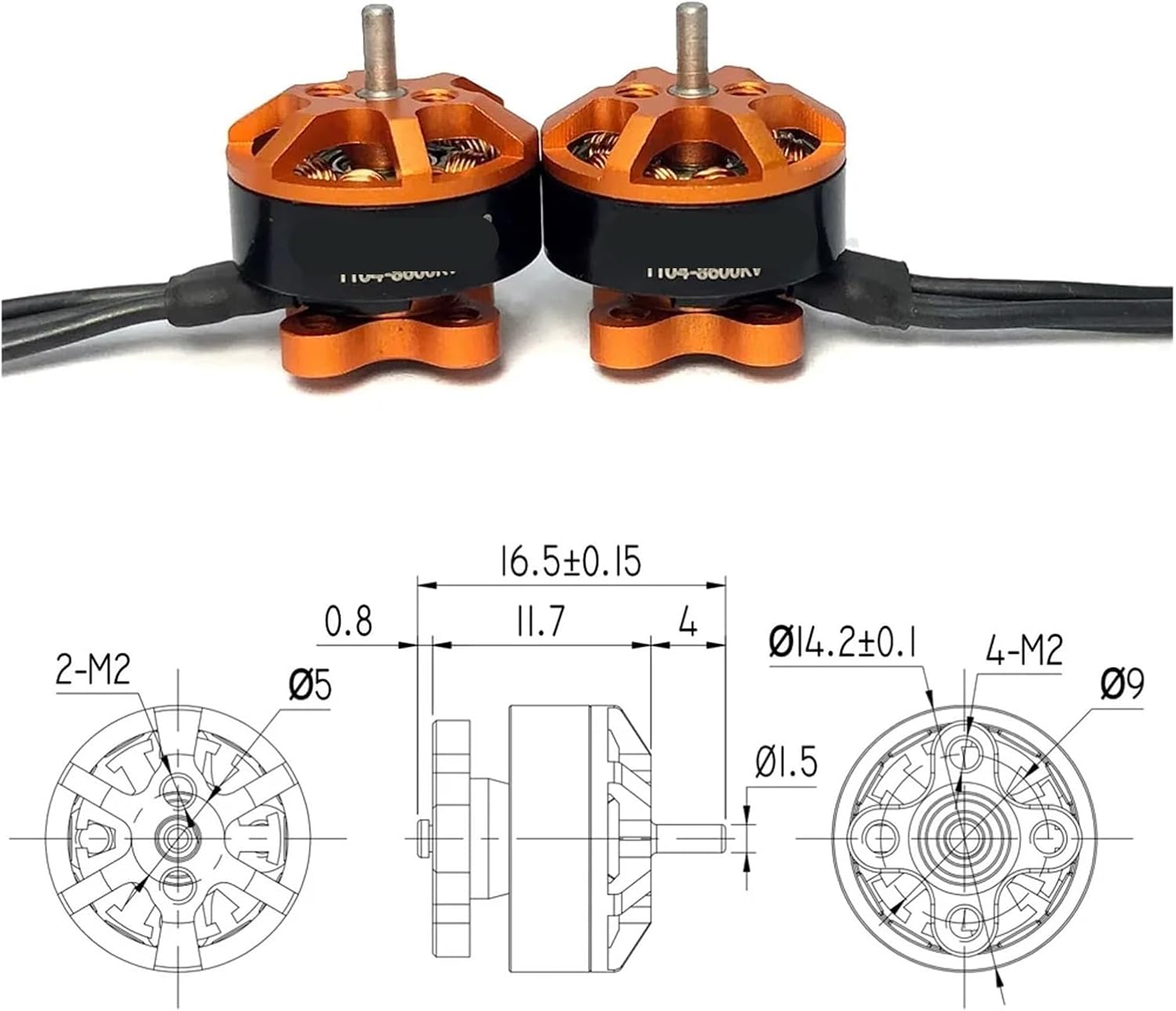 4Pcs 1104 7500KV 8600KV Brushless Motor for RC Drone 90-110mm FPV Racing Multirotor Quadcopter Alpha A75 Beta75X Crux3(4Pcs 1104 8600KV)
