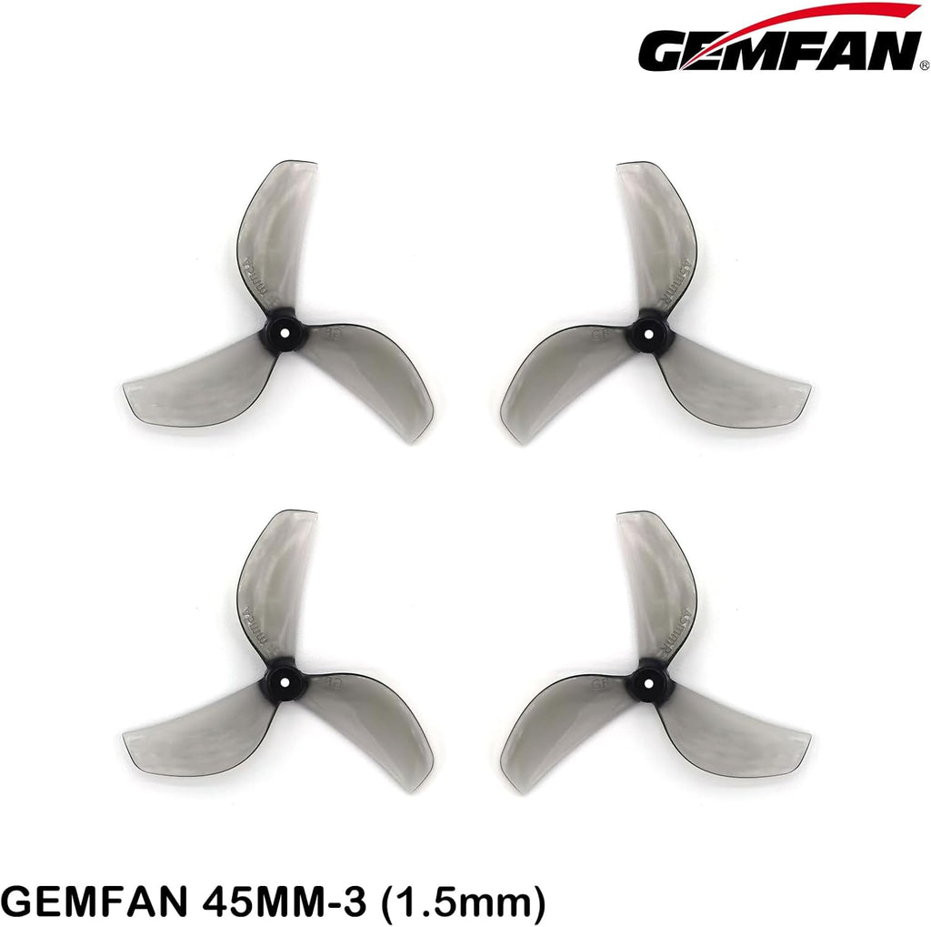 12Pairs Gemfan 45mm 3-Blade Propeller Props with 1.5mm Shaft Hole for RC FPV Whoop Drone Freestyle Quadcopter (12CW+12CCW)