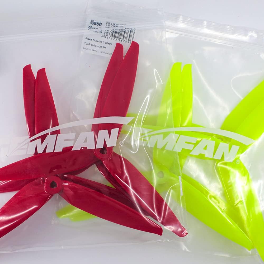 8pcs 3-Blade Props high-Speed Propellers, 7inch 180mm CW CCW for Racing Frame FPV Drone 2206-1500kv Motors,GEMFAN 7040£¨Yellow and Red£©
