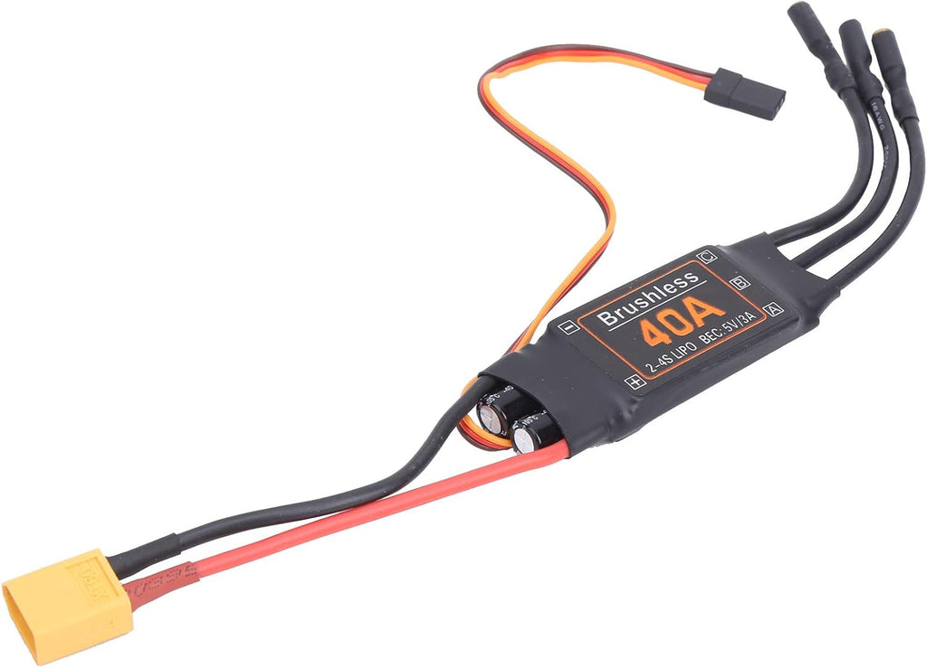 VGEBY Brushless ESC, 40A RC Brushless Motor Electric Speed Controller 5V/3A BEC Output for RC Drone Airplanes Accessory Modeling Accessories 50 Amp Esc Airplane Brushless Esc