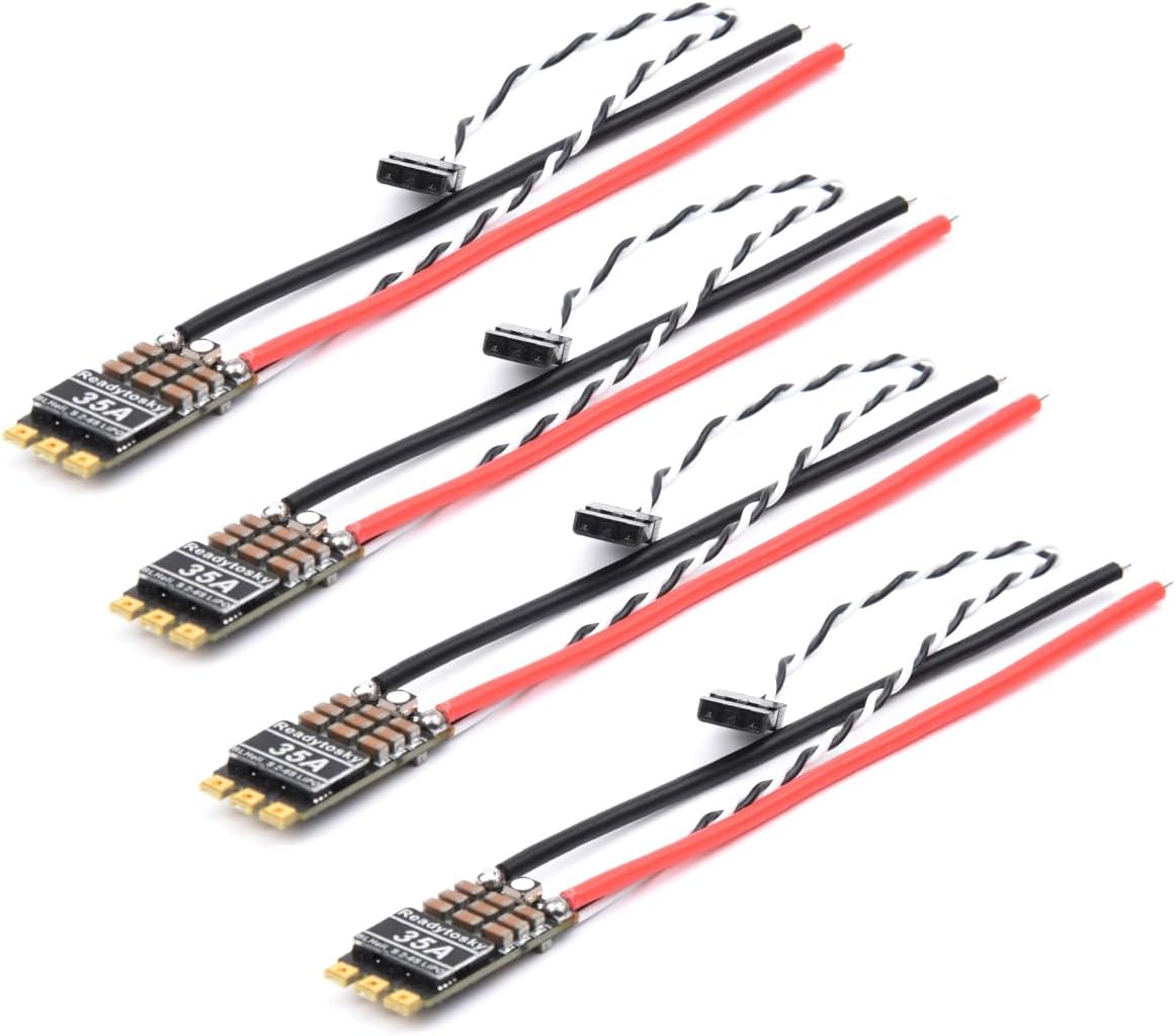 Readytosky 35A ESC 2-6S Brushless ESC Lipo BLHeli_S Brushless Electronic Speed Controller Support D-Shot 150/300/600 for FPV Drone RC Helicopter Quadcopter(4PCS)