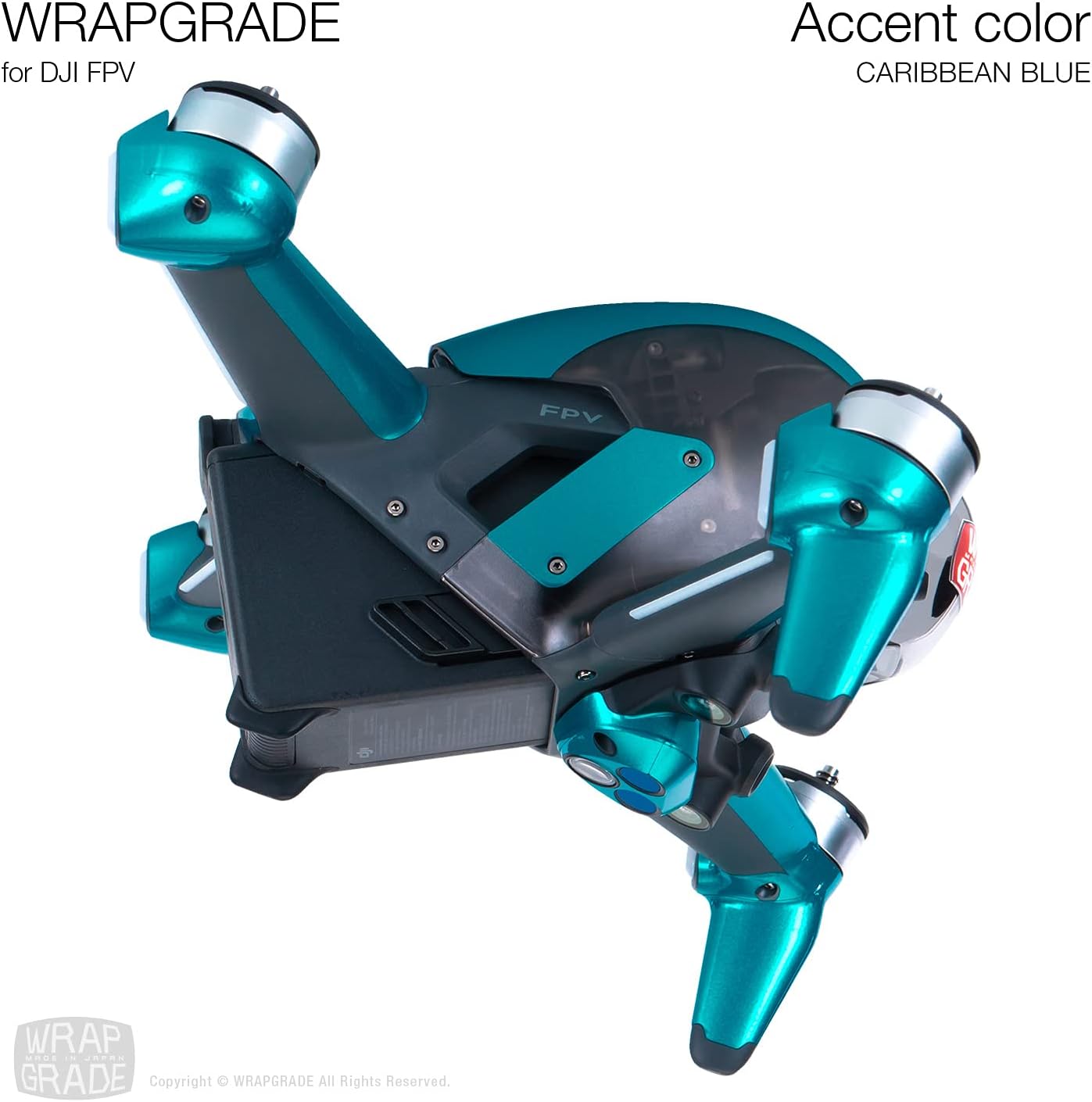 WRAPGRADE Skin Compatible with DJI FPV | Accent Color (Caribbean Blue)