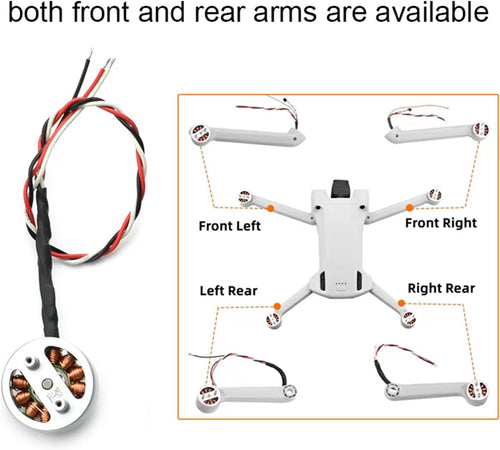Arm Motor Assembly Replacement Repair Parts for DII Mini 3 Pro/Mini 4 Pro Drone Accessories,Front Rear Arm Universal(2 Pcs)