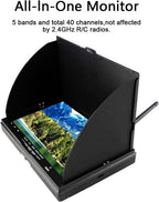 SoloGood 5.8Ghz 7Inch FPV Monitor with DVR 40Channels 800 x 480 LCD Monitor/Display Screen Receiver Monitor Built in Battery for FPV Drone Quadcopter RC Car¡­