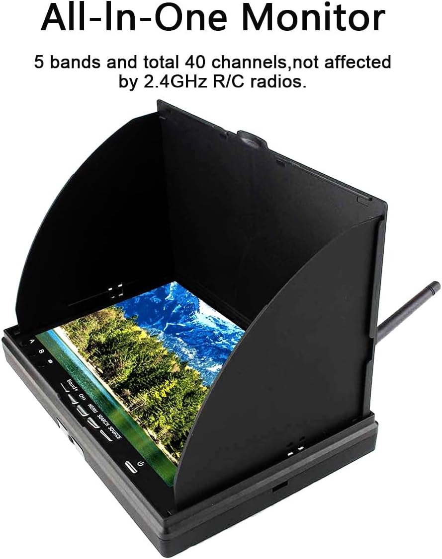 SoloGood 5.8Ghz 7Inch FPV Monitor with DVR 40Channels 800 x 480 LCD Monitor/Display Screen Receiver Monitor Built in Battery for FPV Drone Quadcopter RC Car¡­