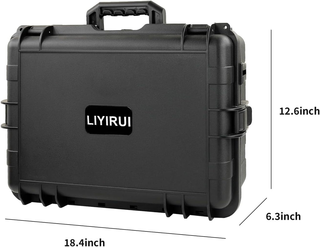 Carrying Hard Case with Pre Grid line Cube Sheet Foam for Drone,Camera Accessories, Electronics, and Gear,Shockproof,Waterproof,Black,Large,18.4x 12.6 x 6.3 inch