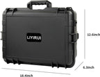 Carrying Hard Case with Pre Grid line Cube Sheet Foam for Drone,Camera Accessories, Electronics, and Gear,Shockproof,Waterproof,Black,Large,18.4x 12.6 x 6.3 inch