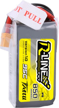 TATTU R-Line 850mAh 14.8V 95C 4S LiPo Battery Pack with XT60 Plug for Multirotor FPV from Size 100 to 180