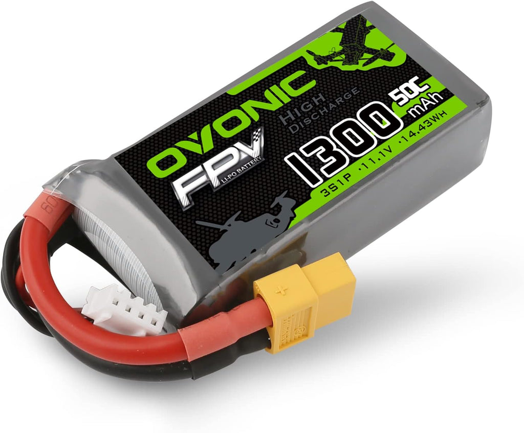 OVONIC 3S Lipo Battery 50C 1300mAh 11.1V Lipo Battery with XT60 Connector for RC FPV Racing Drone Quadcopter