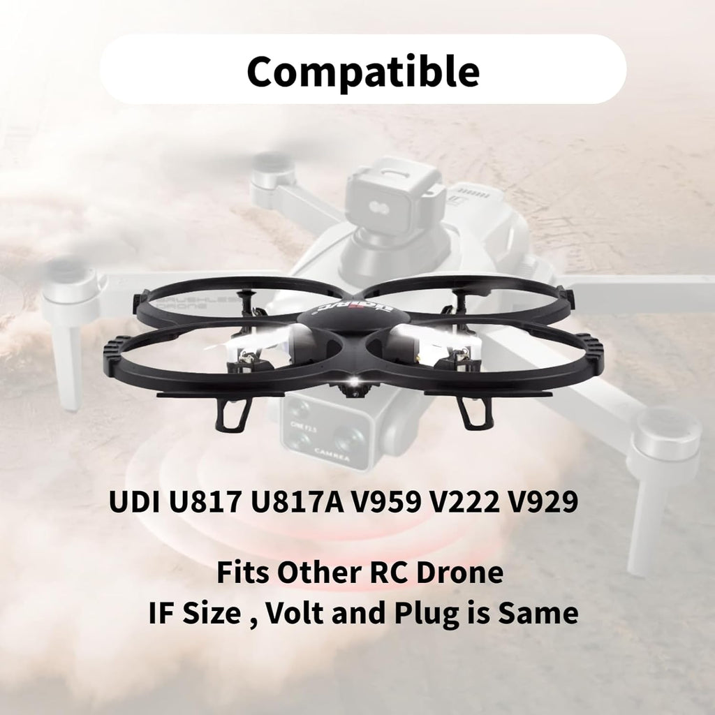 2 Pcs 3.7V 500mAh 25C 721855 JST Plug Rechargeable Lipo Battery with 1S USB Charger for UDI U818A U817A U817 U818A-1 V959 V222 V929 RC Quadcopter Drone