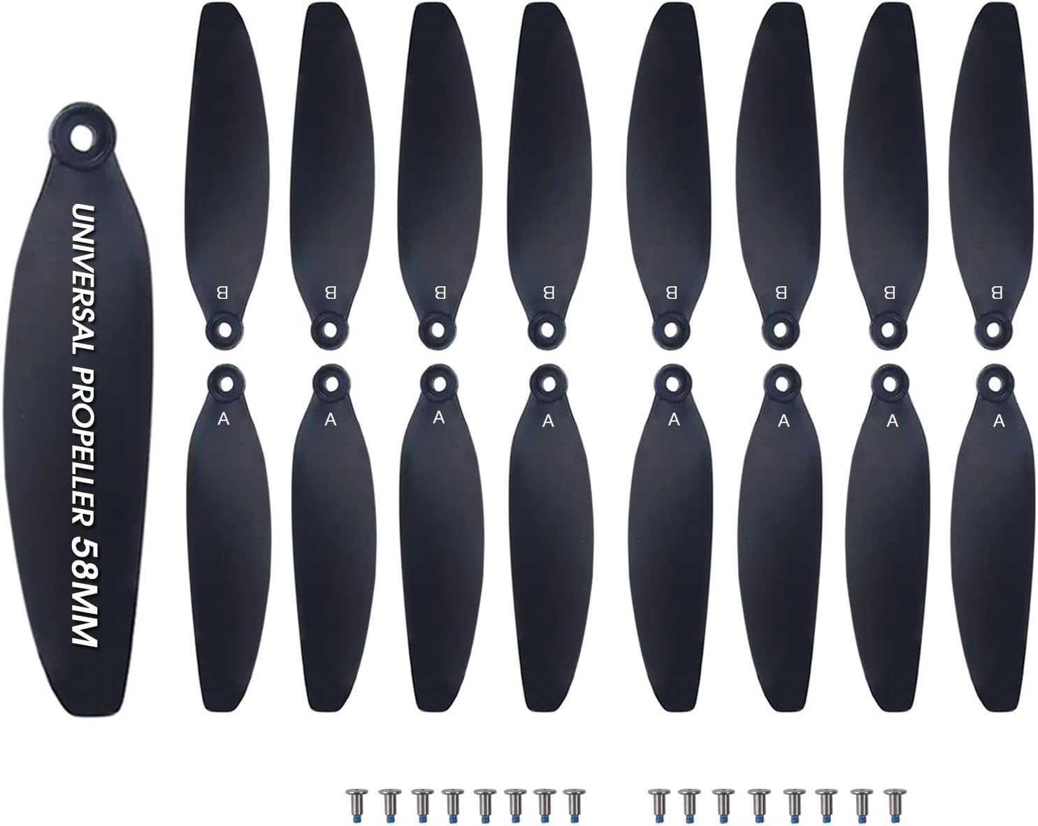 Universal 58mm/2.28In Drone Propellers for S162¡¢S116¡¢S112¡¢XK5¡¢SG108¡¢L108¡¢S3¡¢S9¡¢M8¡¢RG101¡¢A13¡¢S1S¡¢K918 Models - Replacement Drone Accessories with Stable and Low-Noise Operation 16-Pack (Black)
