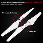 Drone Propeller Blades, 4 Pairs 9450 Self Tightening Drone Propeller CWandCCW Propellers, Low NoiseReduction Props Replacement Part Blade forDJI Phantom 2/3(White)