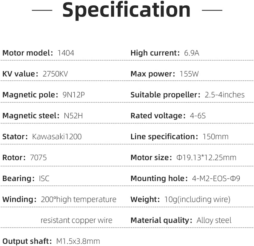 HGLRC Specter 1404 2750KV 4-6S Brushless Motor for FPV Racing Drones(1PCS)