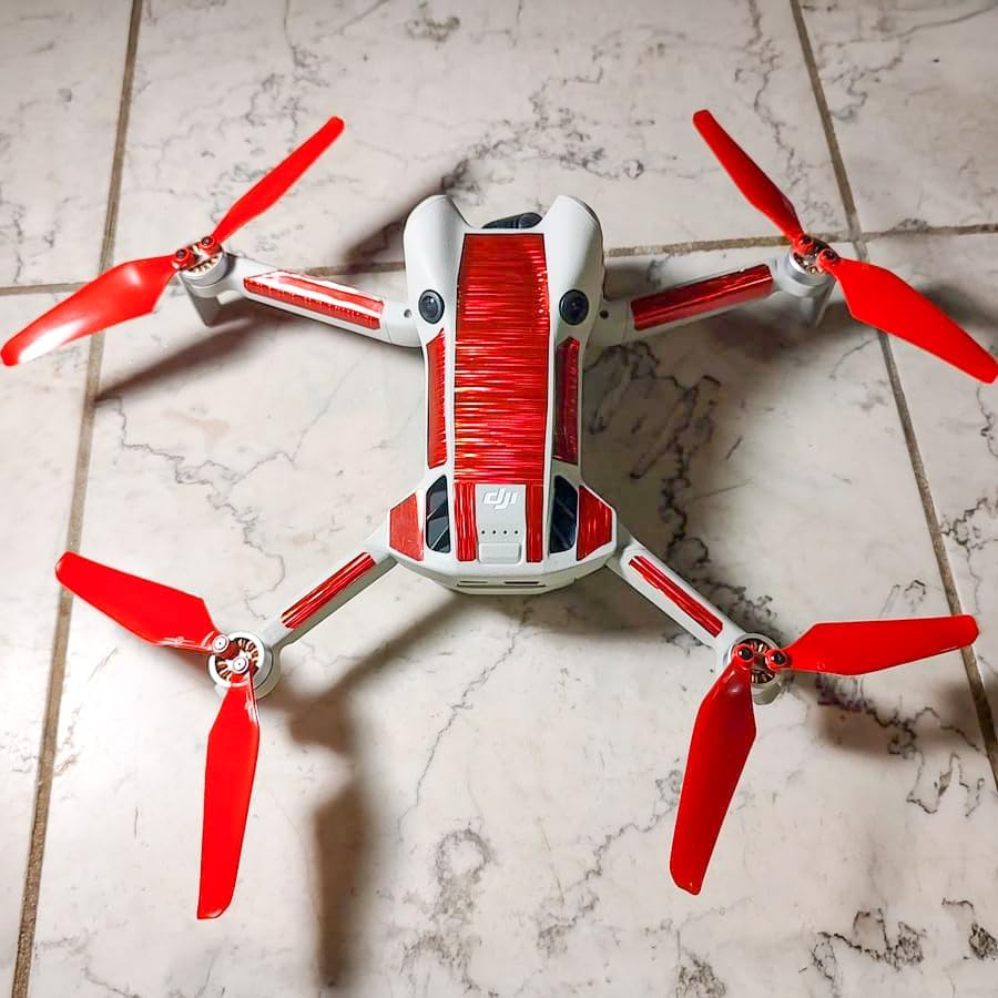 Master Airscrew Super Stealth Propellers for DJI Mini 4 Pro & Mini 3 Pro - Red, 4 propellers in Set