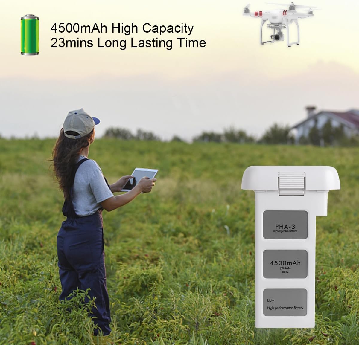 KUWATA Intelligent Flight Battery for DJI Phantom 3 Standard, Phantom 3 Professional, Phantom 3 Advanced, Phantom 3 SE, Phantom 3 4K, 4500mAh, Camera Drone Extended Battery