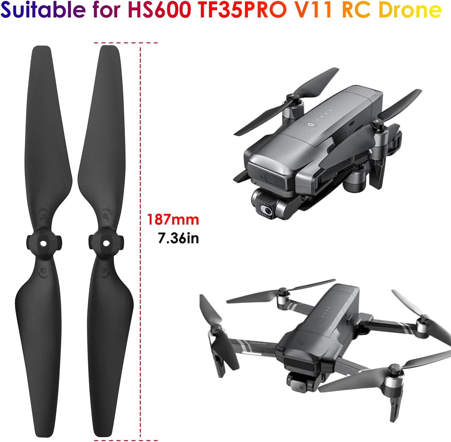 12PCS Propeller Suitable for HS600 HS600D TF35 PRO V11 Brushless Four Axis Aircraft Blade Aerial Photography Remote Control Drone Wing Blades Accessories