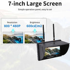 5.8Ghz FPV Receiver Monitor 7 Inch, Dual Diversity Receiver with 40 Channels Auto-Scan, 800x480 Resolution 600cd/m2 Brightness LCD Screen for FPV Drone Racing and Outdoor Monitoring