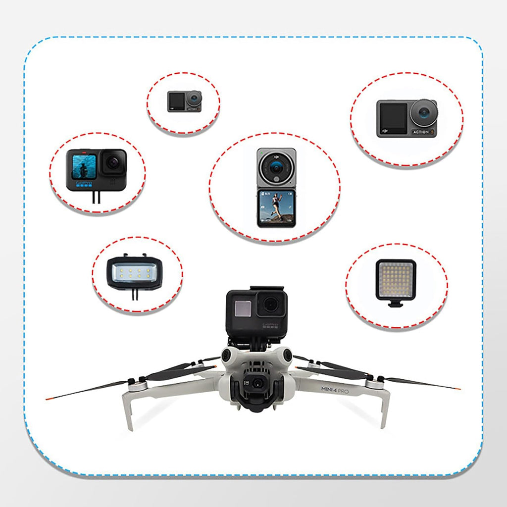 Action Camera Mount Holder, Drone Gimbal Extension Mount Bracket with 1/4 Screw Adapter for DJI Mini 4 Pro/Mini 3/Mini 3 Pro