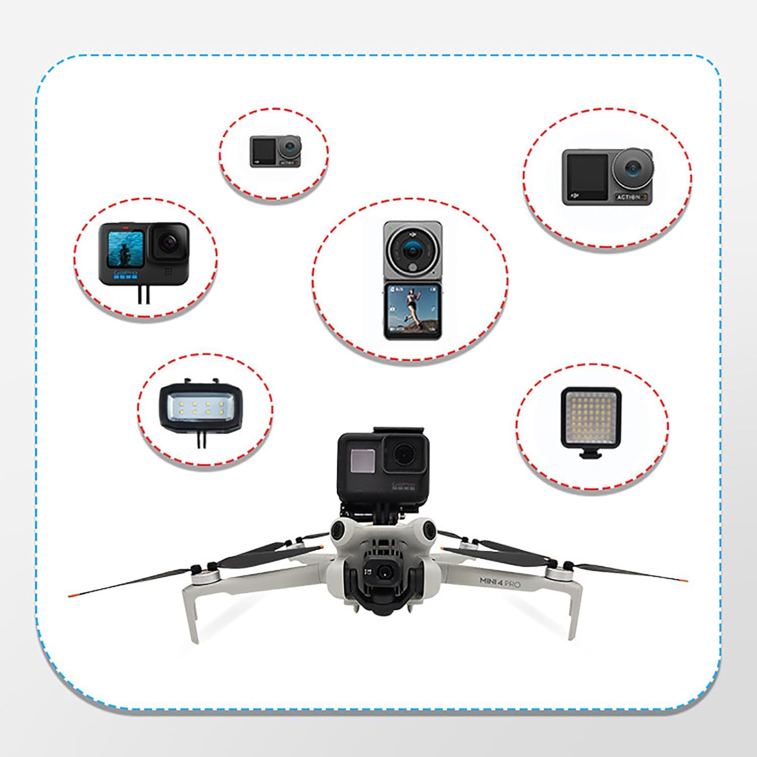 Action Camera Mount Holder, Drone Gimbal Extension Mount Bracket with 1/4 Screw Adapter for DJI Mini 4 Pro/Mini 3/Mini 3 Pro