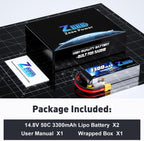 Zeee 14.8V 4S Lipo Battery 50C 3300mAh Soft Case Battery with XT60 Plug for RC Airplane Helicopter RC Boat UAV Drone FPV RC Car Truck Boat(2 Packs)