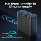 Holy Stone Battery Charging Station Compatible with HS900 HS900Pro Drone, 3-Slot Fast Charger with Storage & Power Bank Function, USB-C QC3.0 Charging Dock for HS900 Drone Batteries