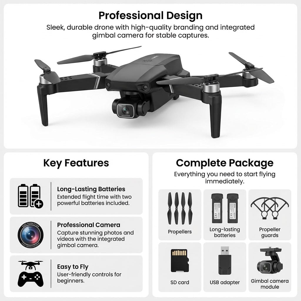 E88 Drone with Screen Controller with SD card, Foldable Mini Drone for Beginners, 2 Batteries, 360¡ã Flips Waypoint Fly, Active Obstacle Avoidance, One Key Take Off/Landing. (2 batteries - Black)