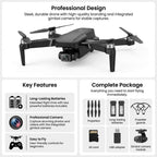 E88 Drone with Screen Controller with SD card, Foldable Mini Drone for Beginners, 2 Batteries, 360¡ã Flips Waypoint Fly, Active Obstacle Avoidance, One Key Take Off/Landing. (2 batteries - Black)